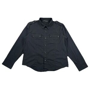 Lip Service Snap Button Up Shirt Black Distressed Men's Large (Read Desc)